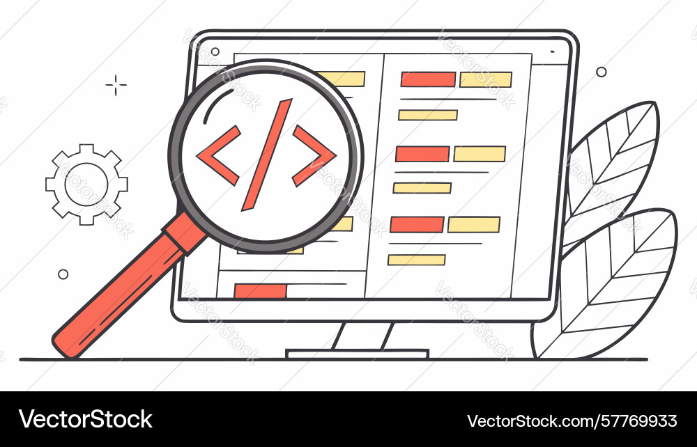 Code Debugging auf Monitor-Software-Entwicklung vektorbild