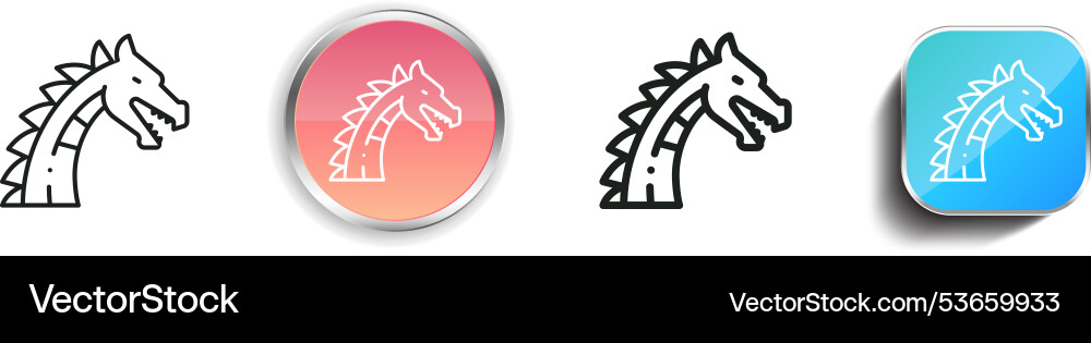 Dragon icon thin linear regular and button style Dragon icon thin linear regular and button style vector image