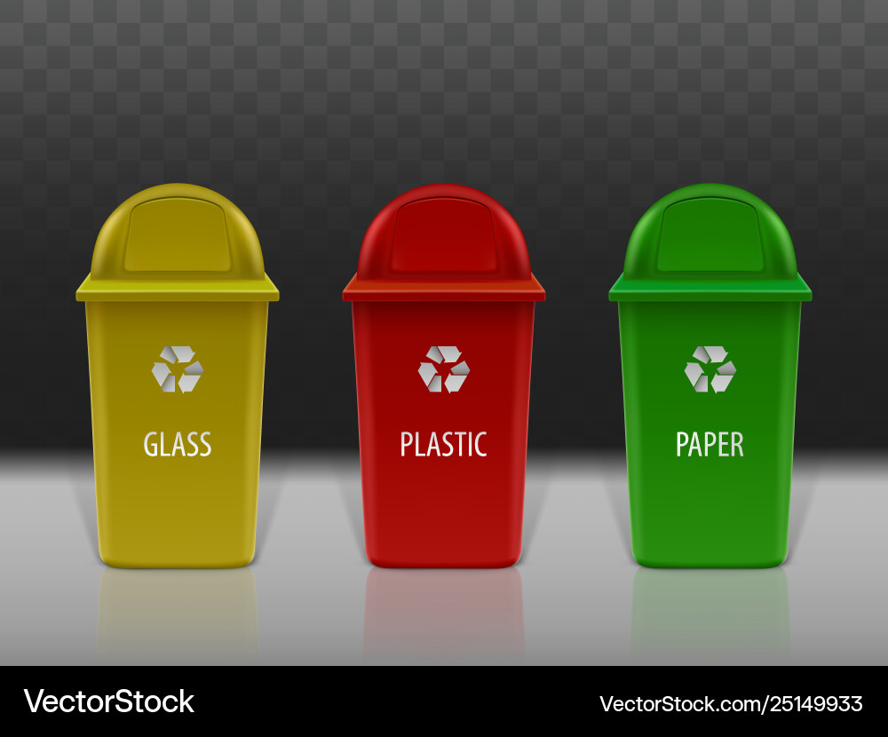 Garbage recycling containers set eco litter bins Vector Image