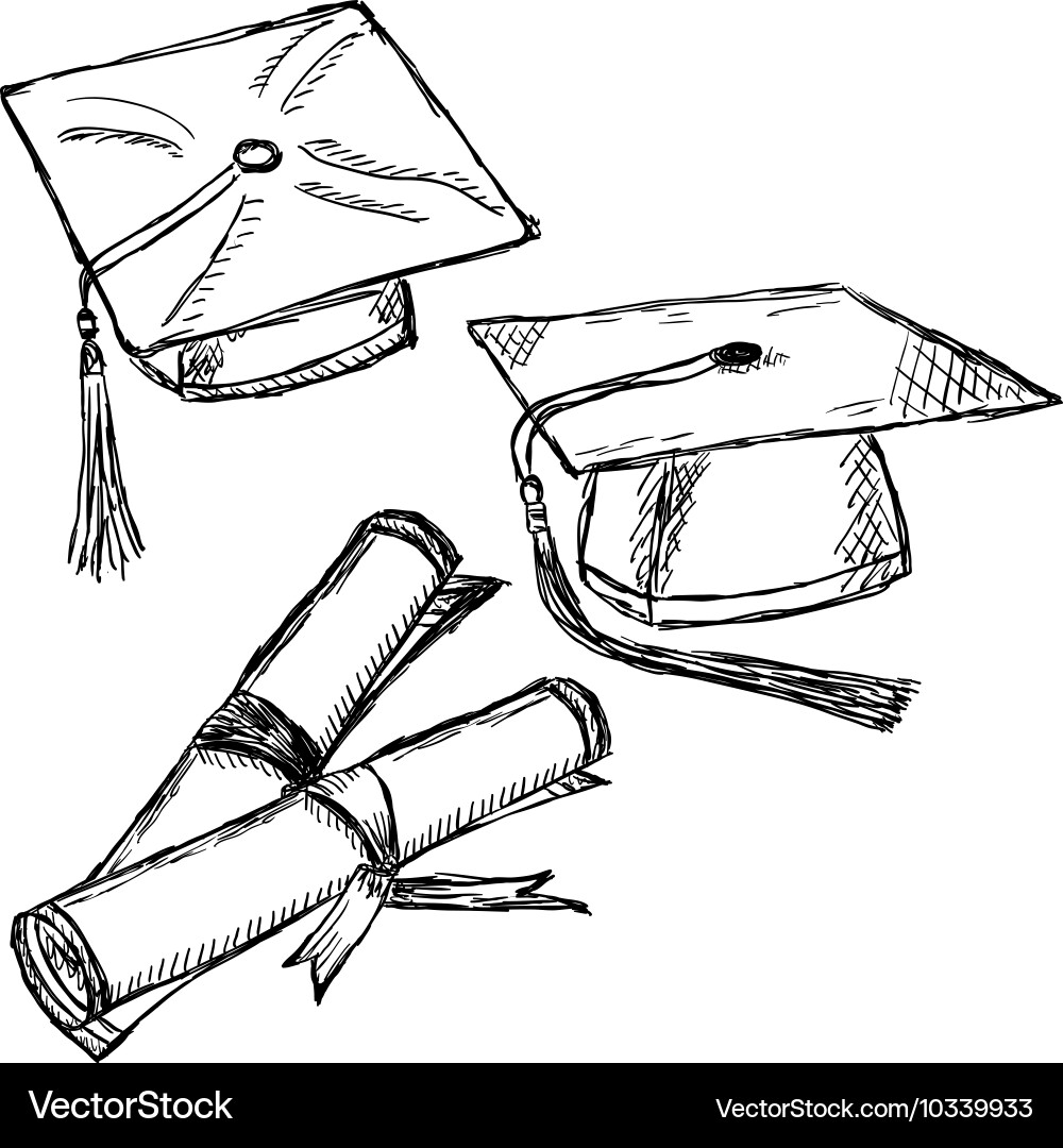 Graduation cap doodle Royalty Free Vector Image