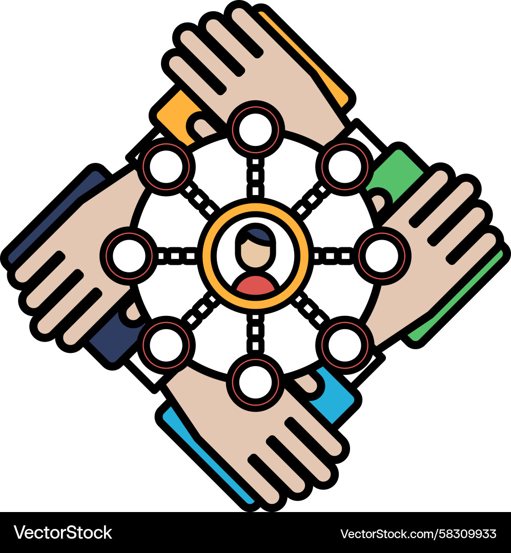 Hands in a Circle: Unity & Collaboration Vector Image
