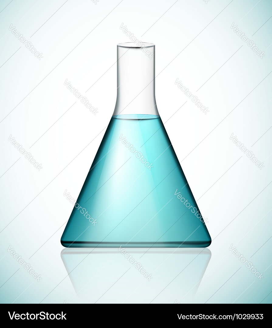 Laboratory Flask with Liquid Solution vector image