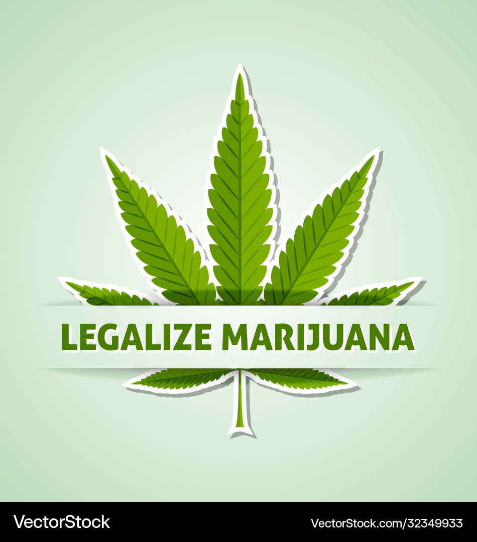 Legalize marijuana hemp leaf on pale green