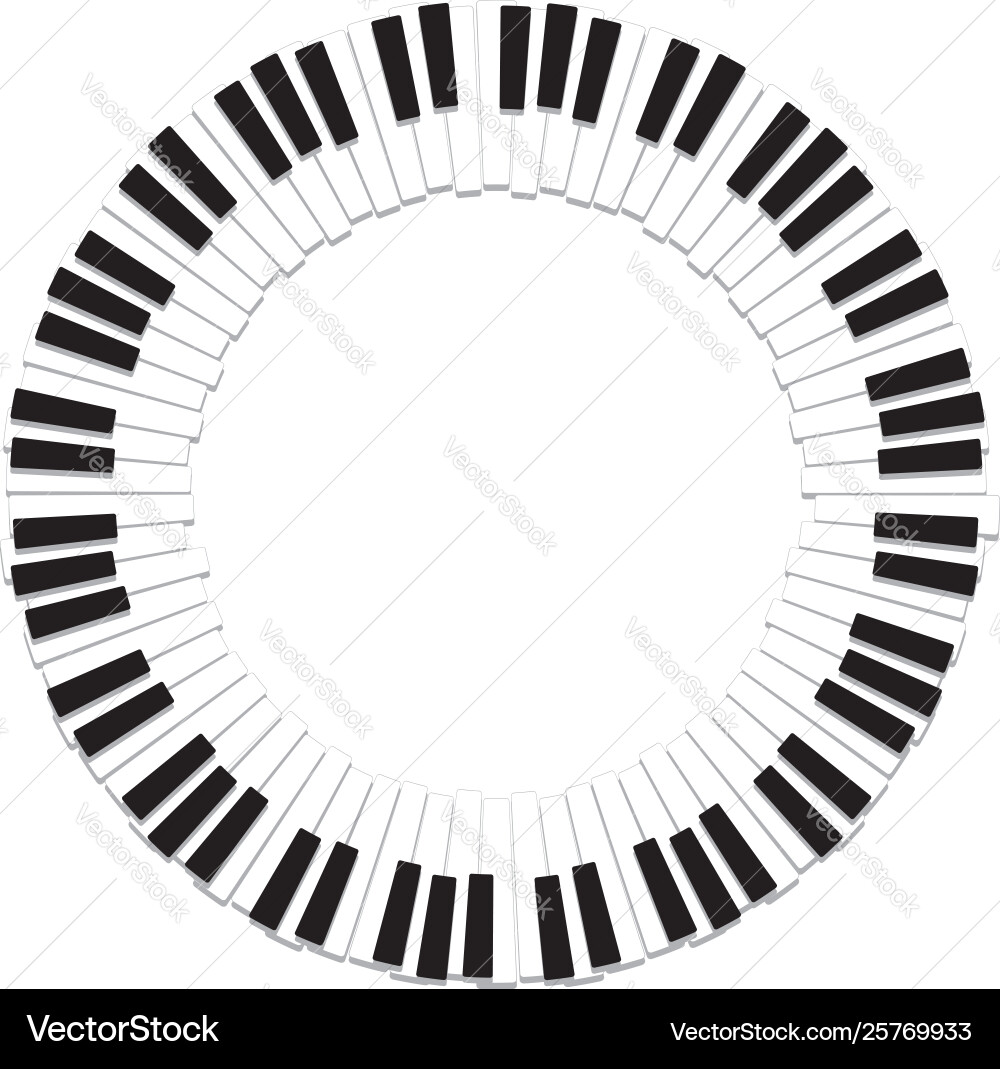 Round border piano keyboard Round border piano keyboard vector image