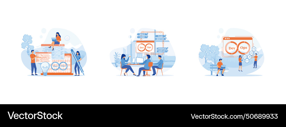 Team of programmer development practices vector image