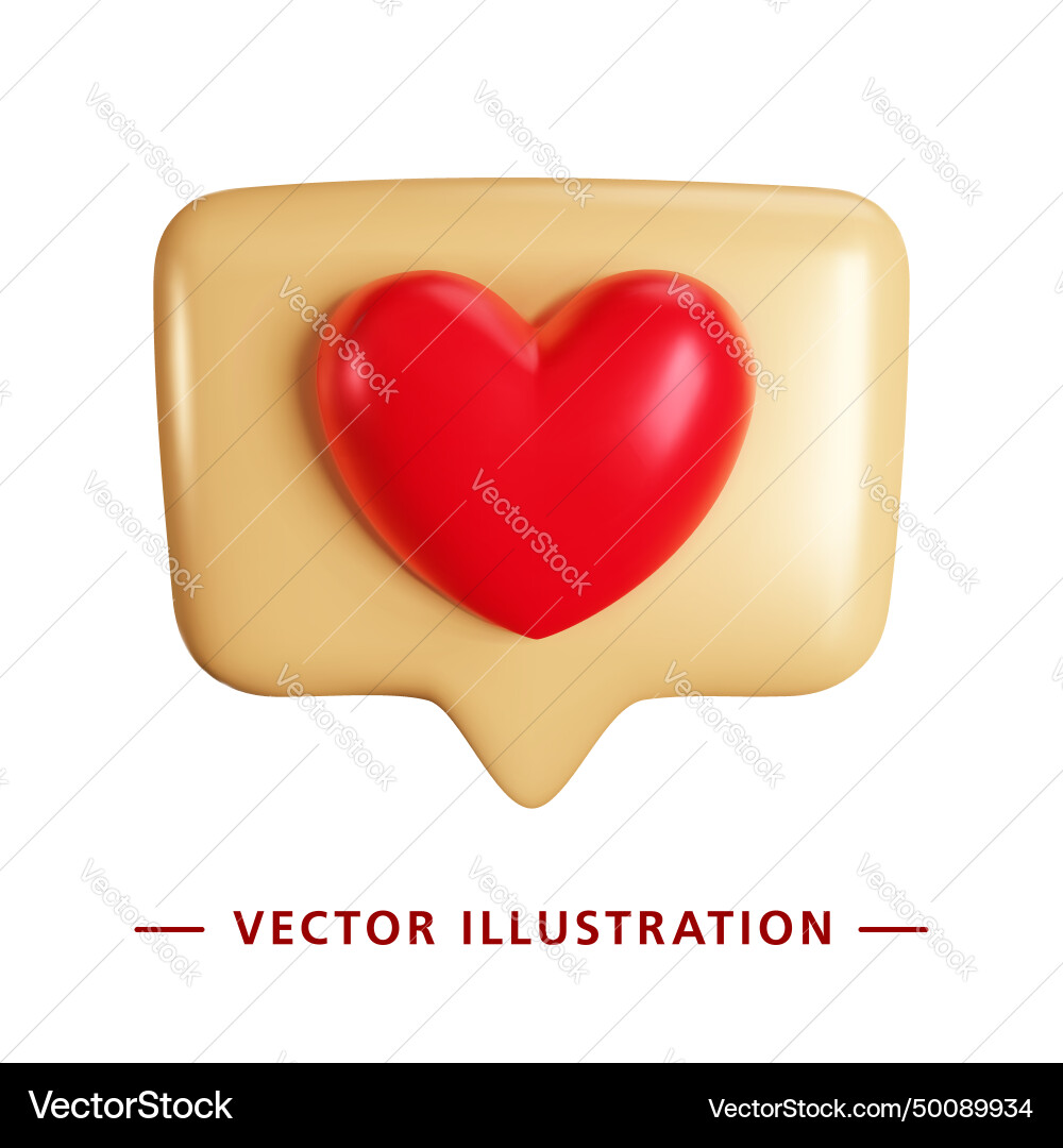 3d message icon or dialog button with big red 3d message icon or dialog button with big red vector image