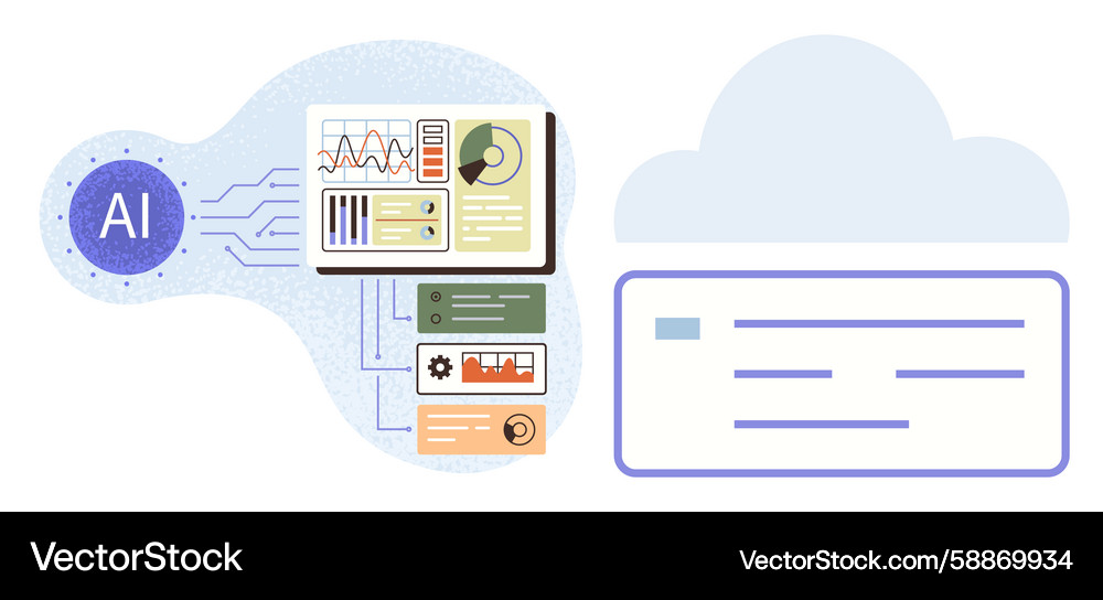 AI Data Cloud Processing Vector Image