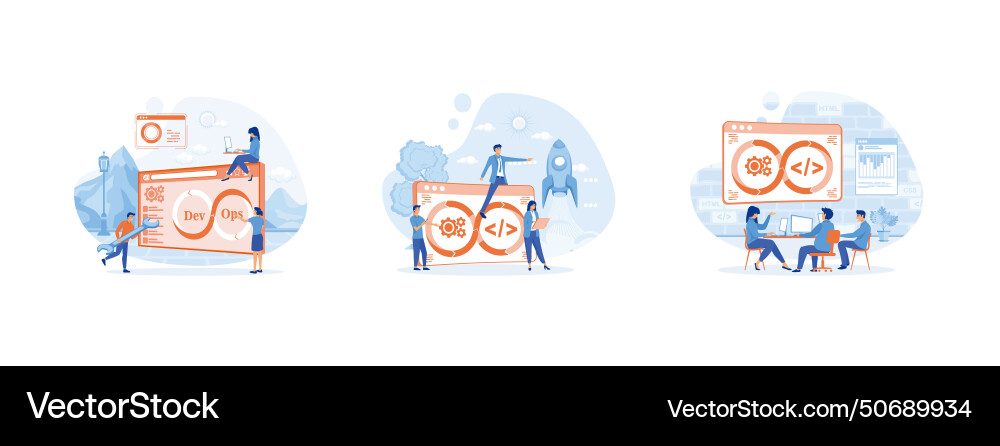 Development and software delivery Development and software delivery vector image