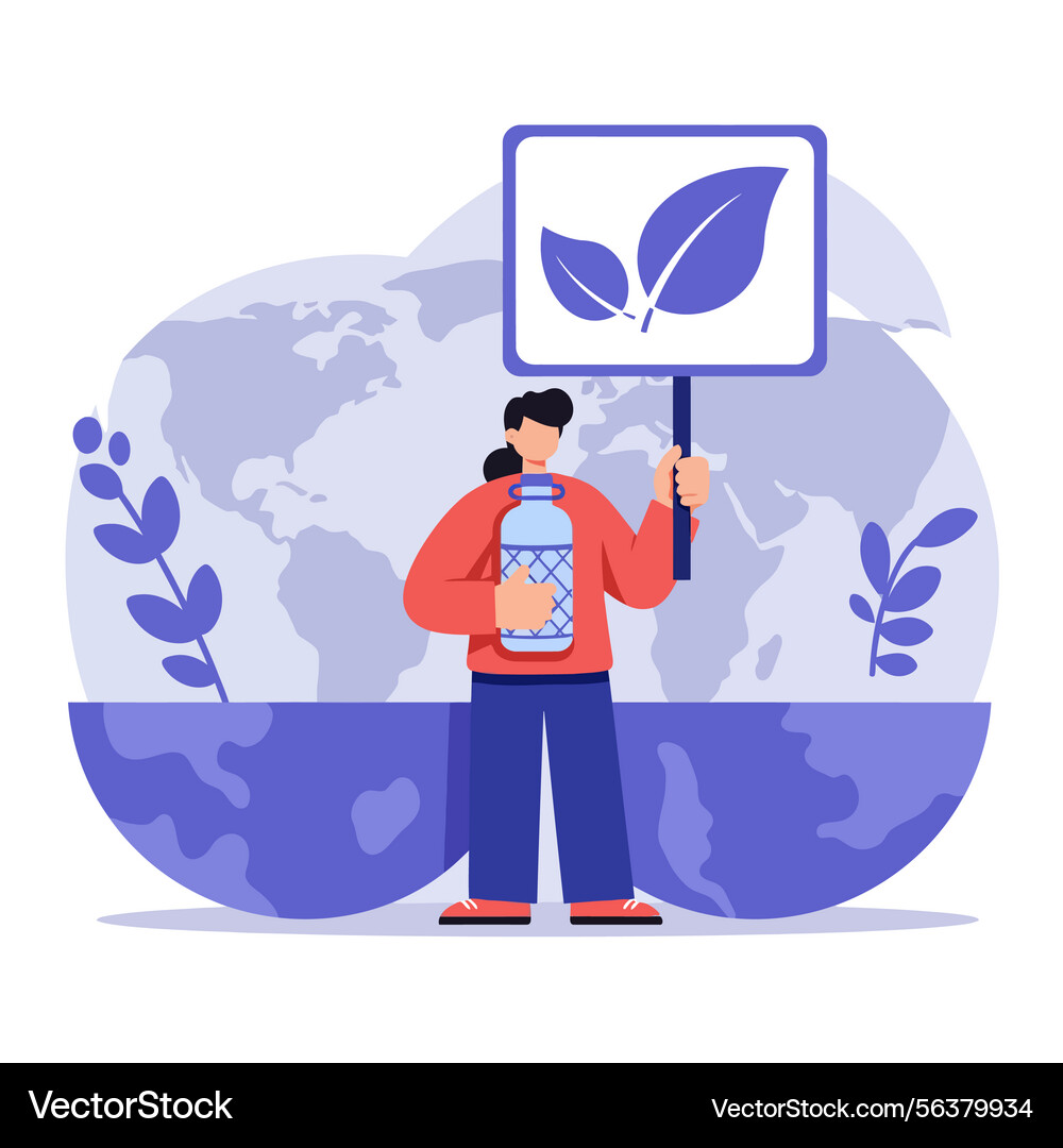 Environmental activism with person holding plant Vector Image