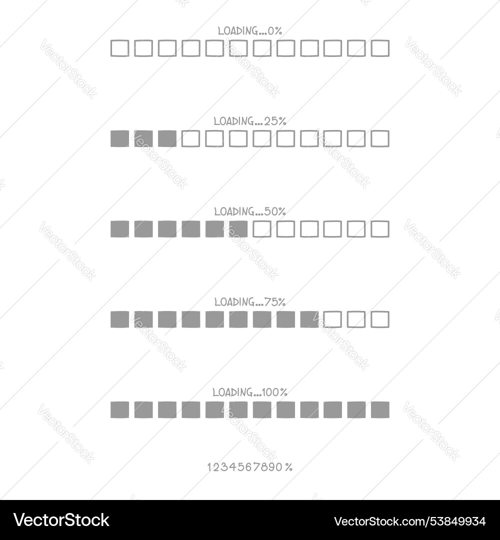 Hand draw loading process progress counter bar Hand draw loading process progress counter bar vector image