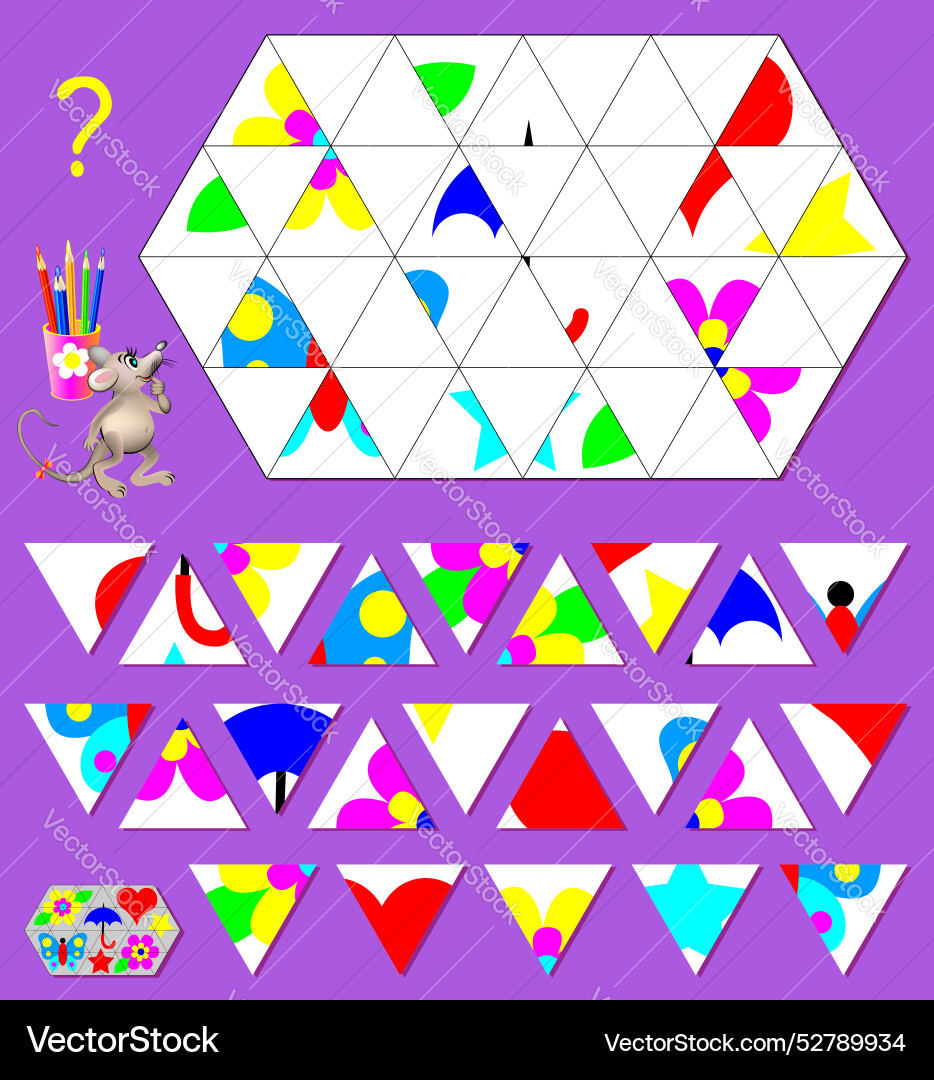 Logic puzzle game need to find the correct place Logic puzzle game need to find the correct place vector image