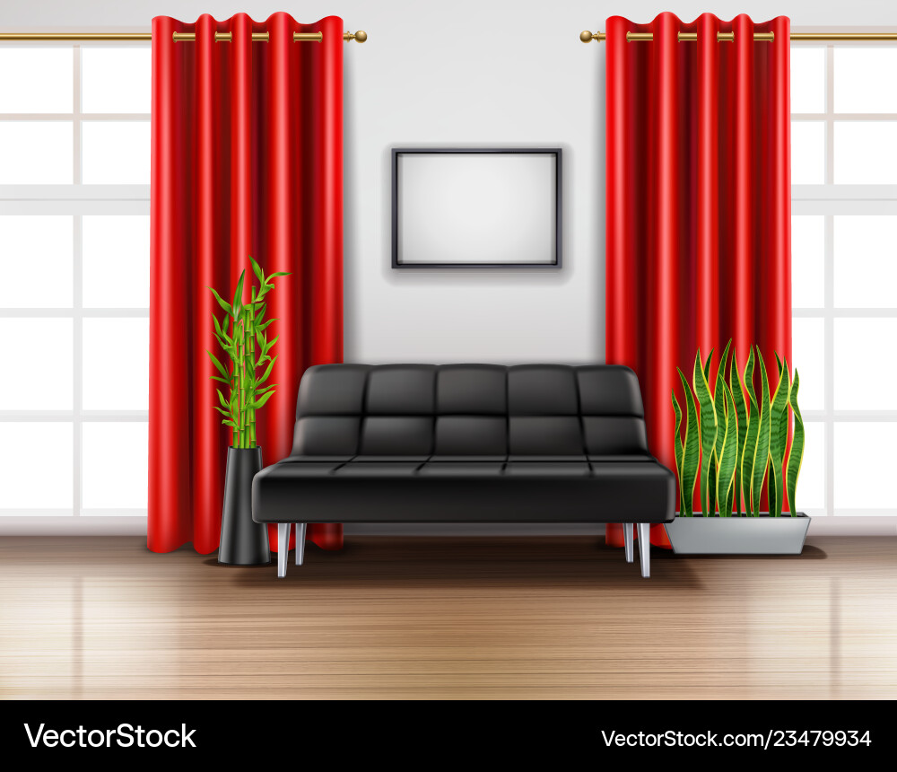 Luxury Red Curtains Interior Vector Image