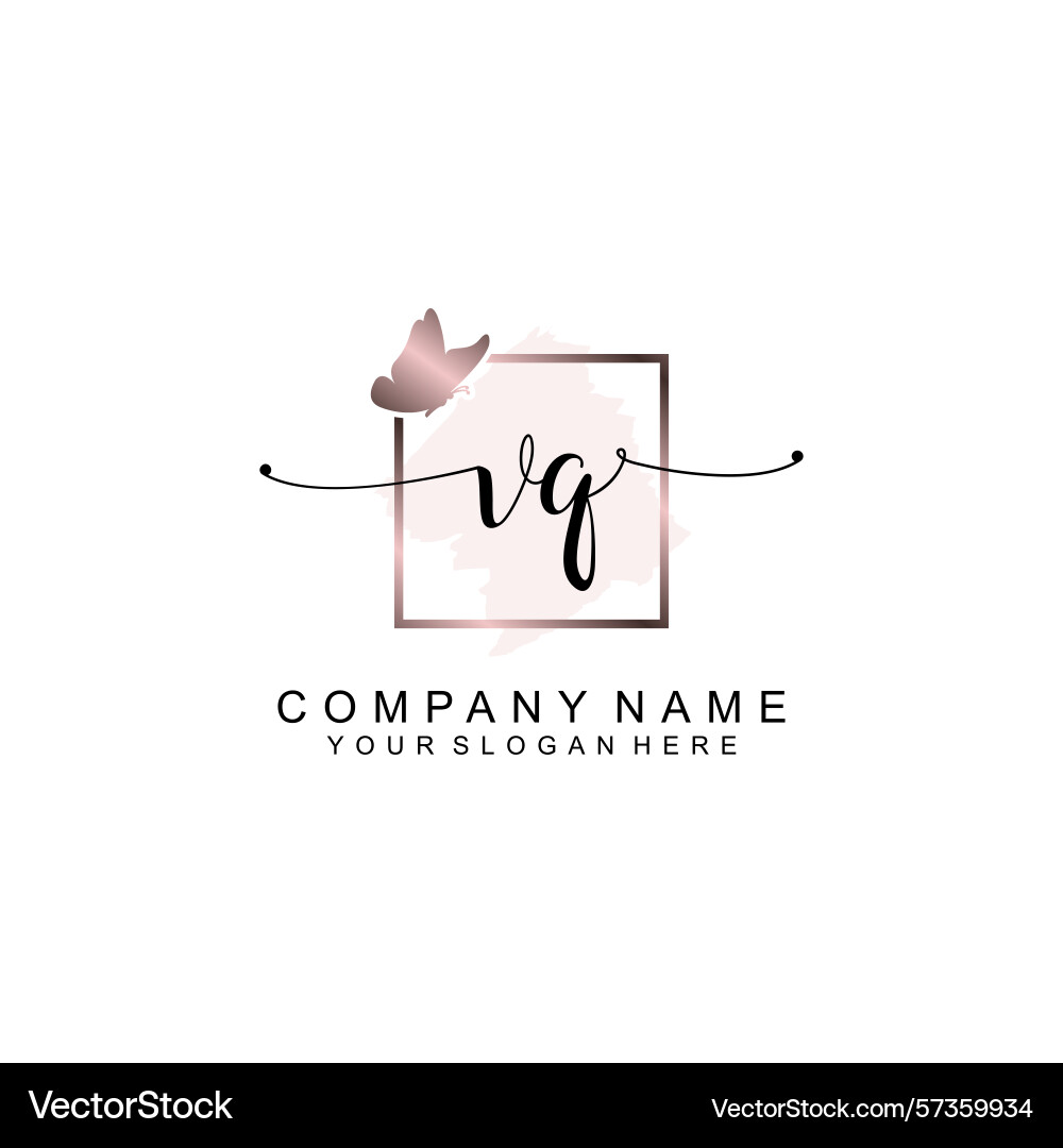 Minimalist handwritten vq initial logos with soft Minimalist handwritten vq initial logos with soft Vector Image