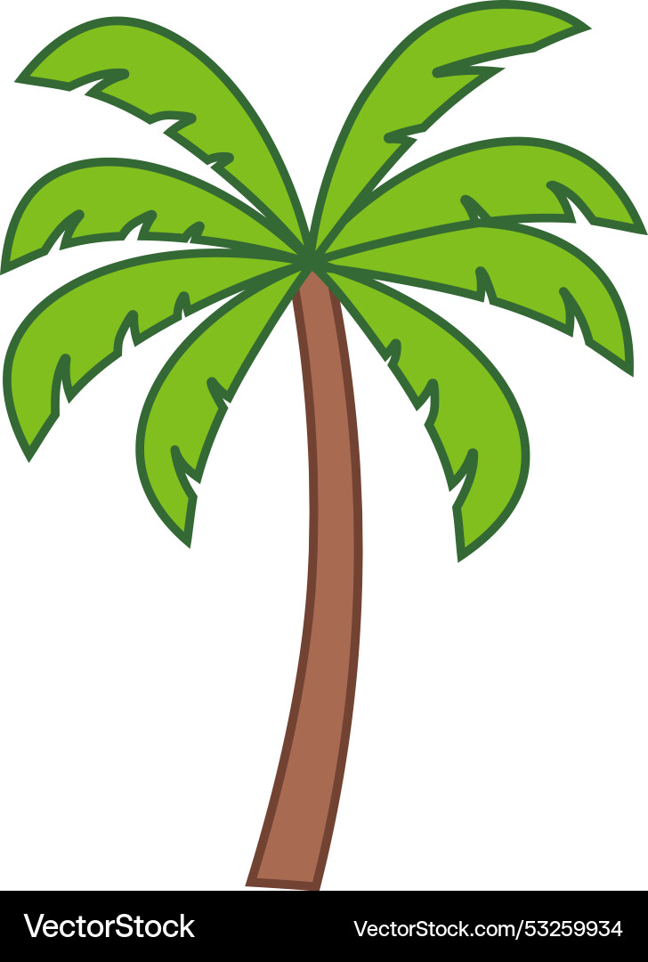Palm tree in line and fill style Palm tree in line and fill style vector image