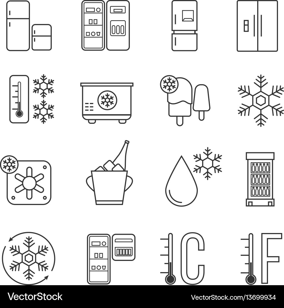 Refrigerator & Freezer Icons Vector Image