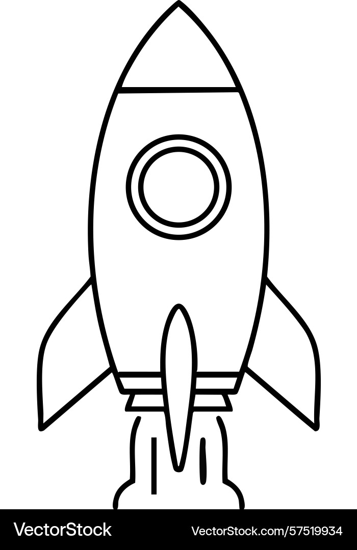 Rocket launch simple line art icon for space Vector Image
