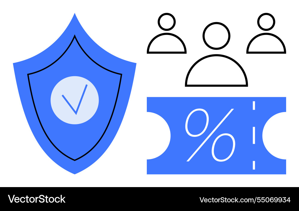 Shield with checkmark three user icons Vector Image
