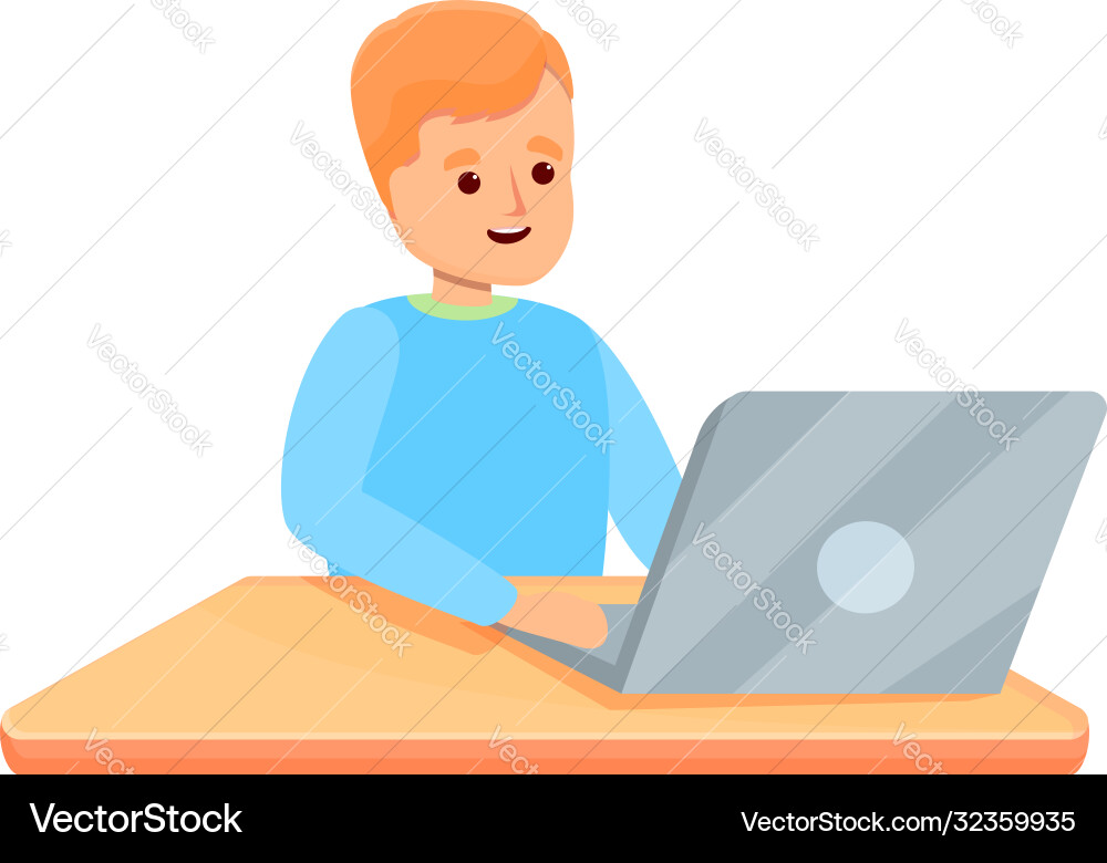 Boy internet programming icon cartoon style Boy internet programming icon cartoon style vector image