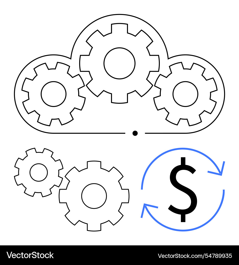 Cloud computing with gears integrating Cloud computing with gears integrating Vector Image