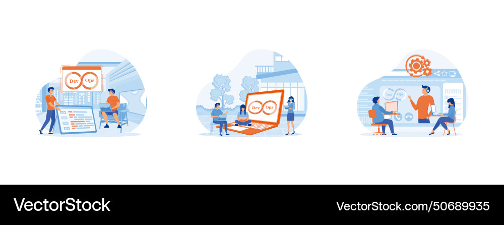 Developerstechnical support teams working Developerstechnical support teams working vector image