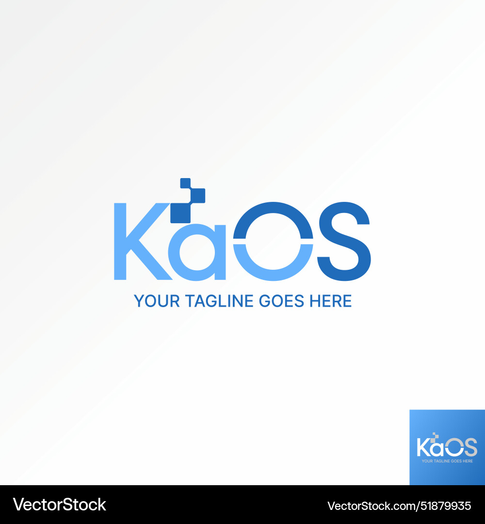 Initial k or kaos cut font connect square tech vector image