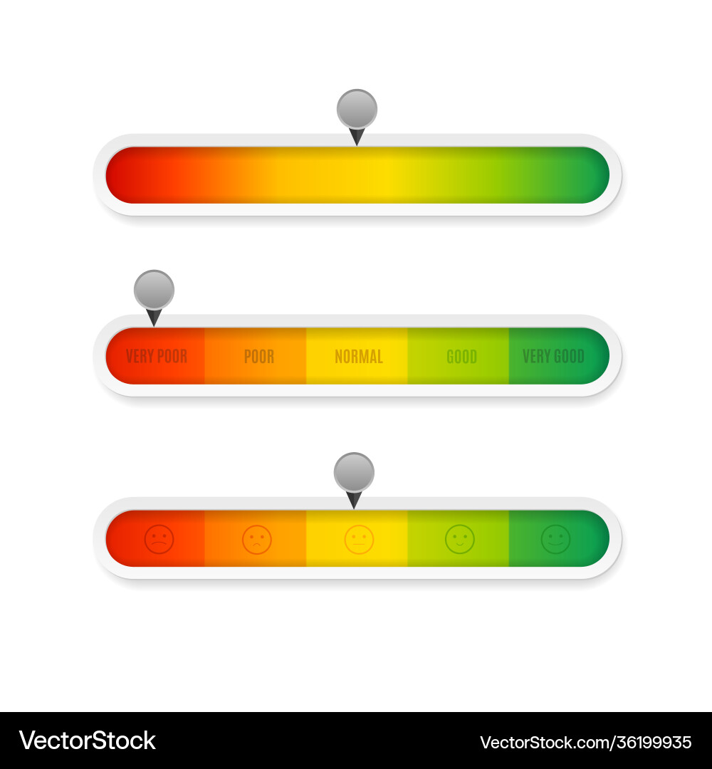 Realistic detailed 3d level indicator set vector image