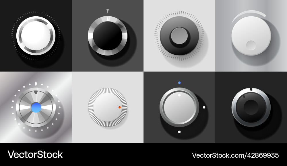 Realistic Volume Dial Controls vector image