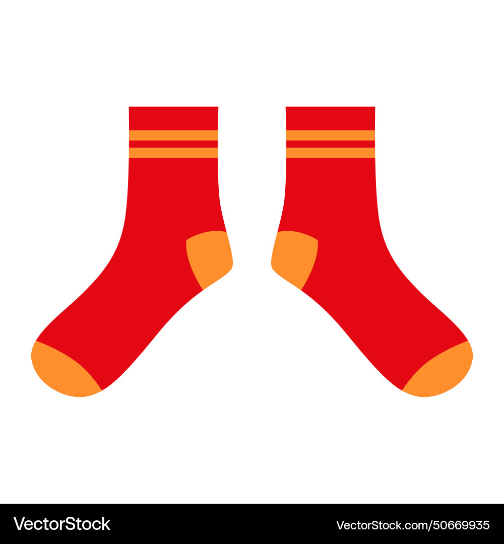 Red pair of socks with a minimalist pattern Red pair of socks with a minimalist pattern vector image