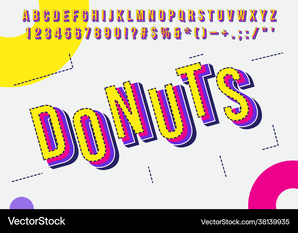 Retro but modern colorful font alphabet numbers vector image
