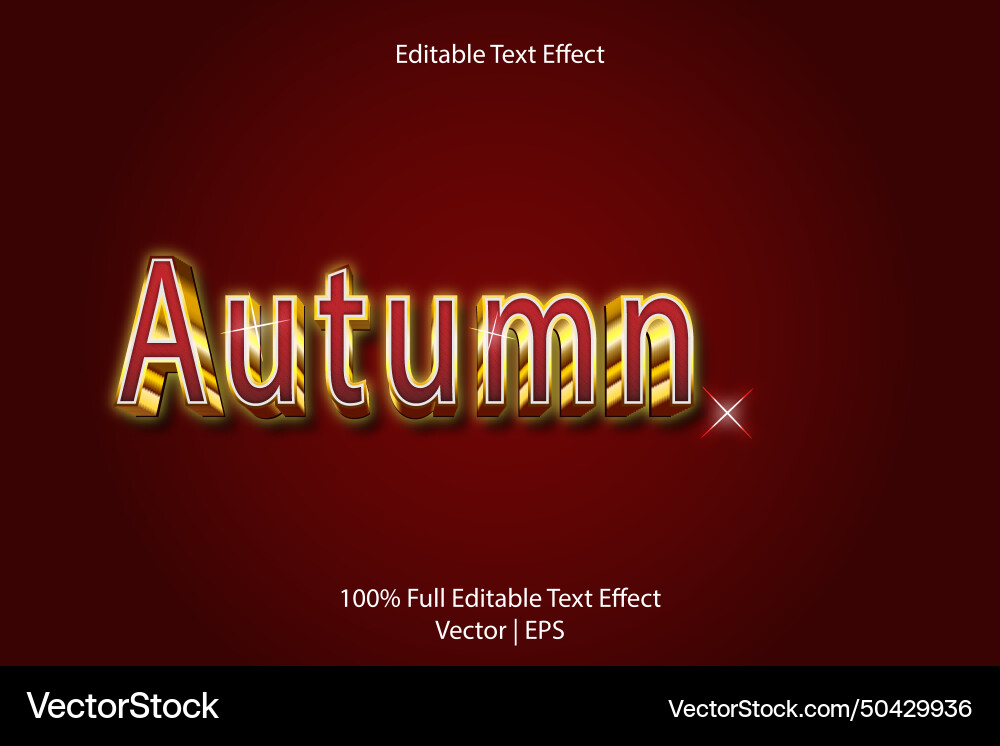 Autumn editable text effect 3 dimension emboss Autumn editable text effect 3 dimension emboss vector image