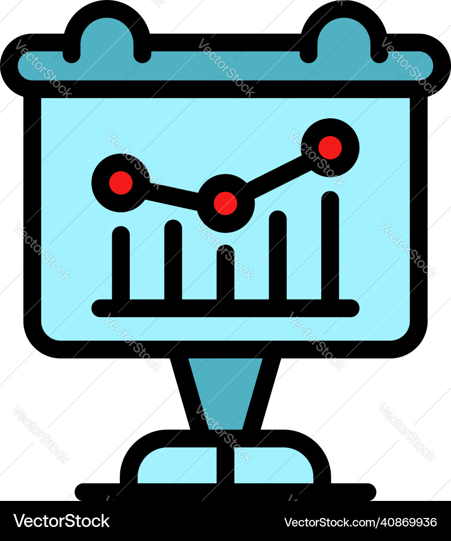 Chart event results icon color outline Chart event results icon color outline vector image