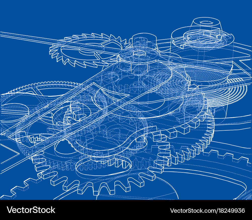 Cogs and gears of clock vector image