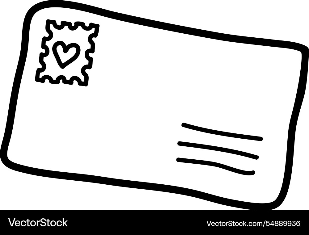 Envelope with heart sketch Envelope with heart sketch Vector Image