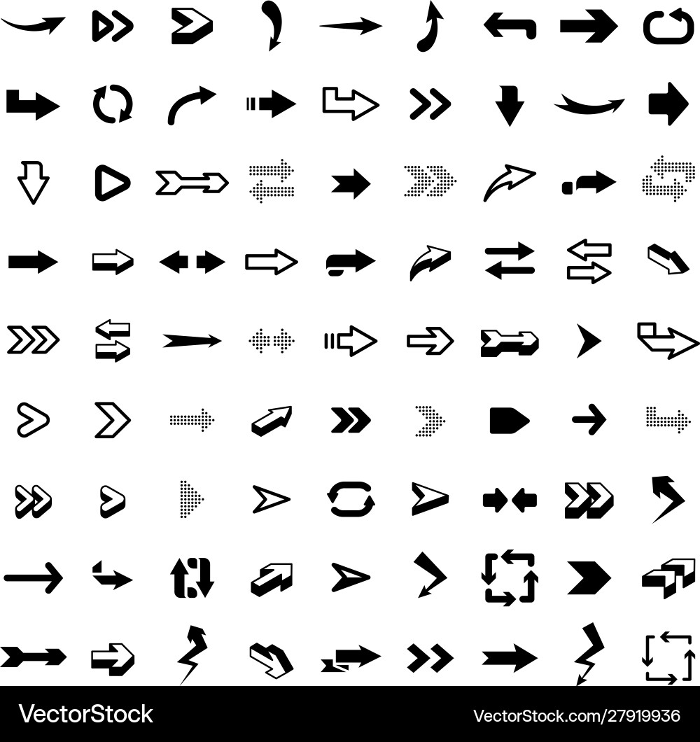 Modern Arrow Icons - Direction Pointers Vector Image