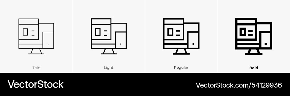 Ui design icon thin light regular and bold style vector image