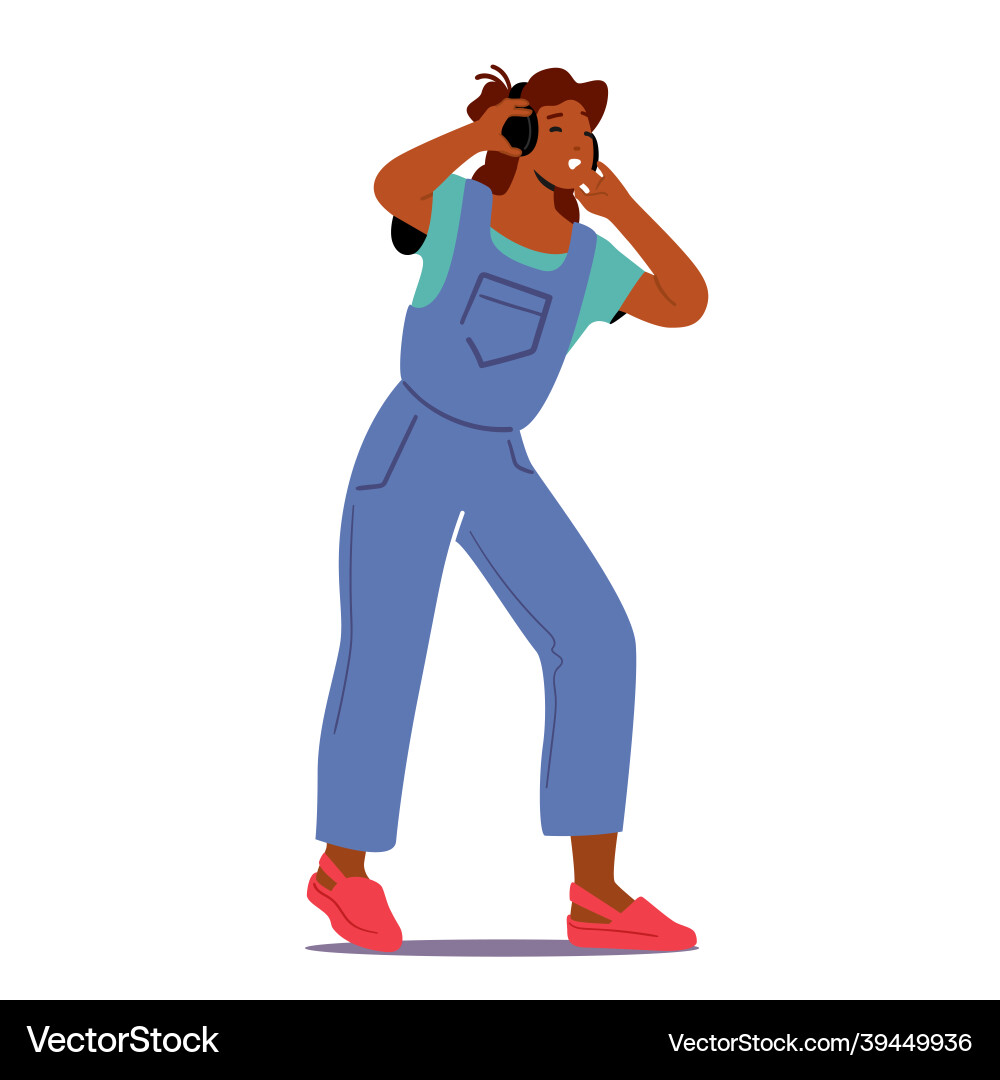 Youth girl listening sound track in headphones Youth girl listening sound track in headphones vector image