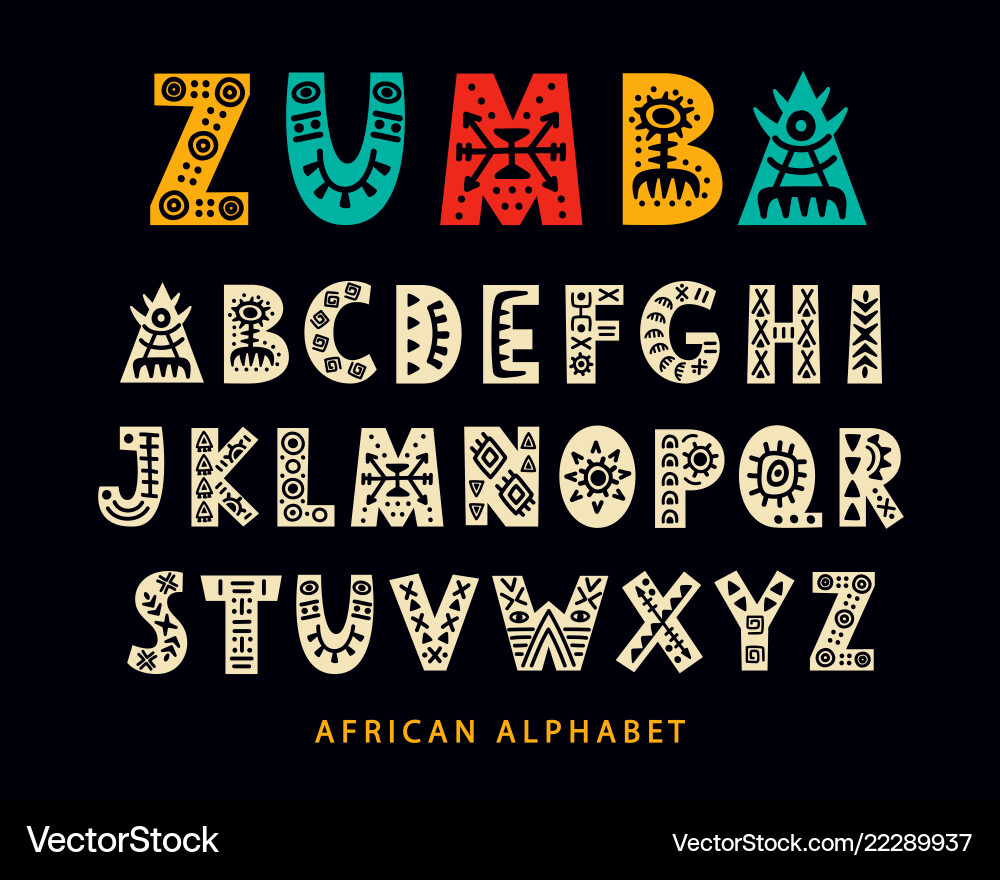 African Tribal Font - Bold & Ornamental vector image