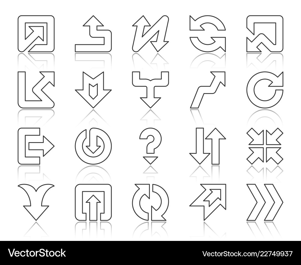 Arrow pointer simple black line icons set Arrow pointer simple black line icons set vector image