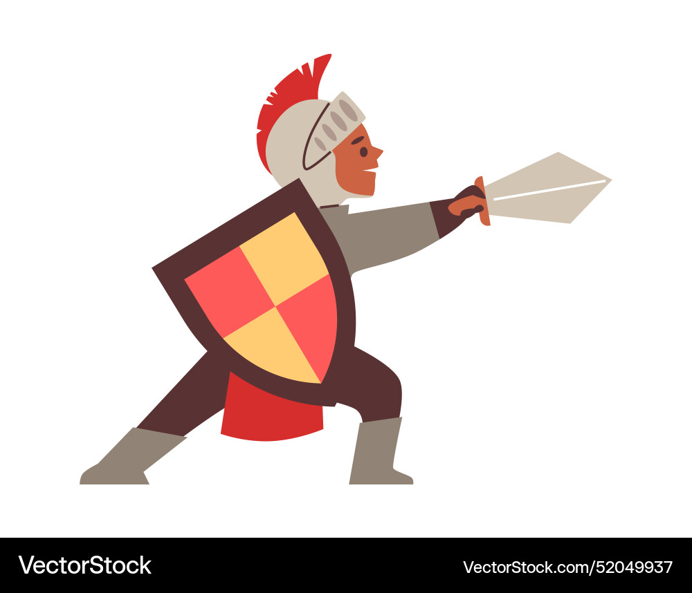 Boy dressed as a knight in armour with shield Boy dressed as a knight in armour with shield vector image