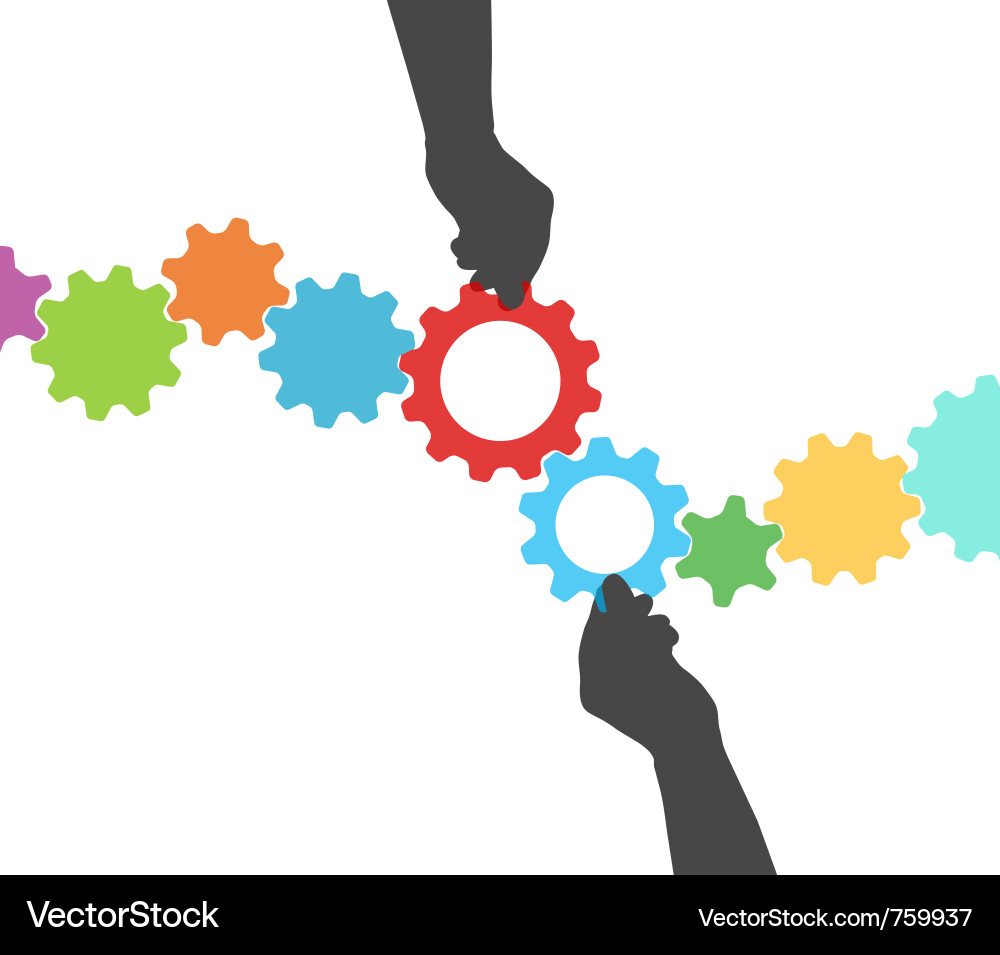 Interlocking Gears - Tech Project Management Vector Image