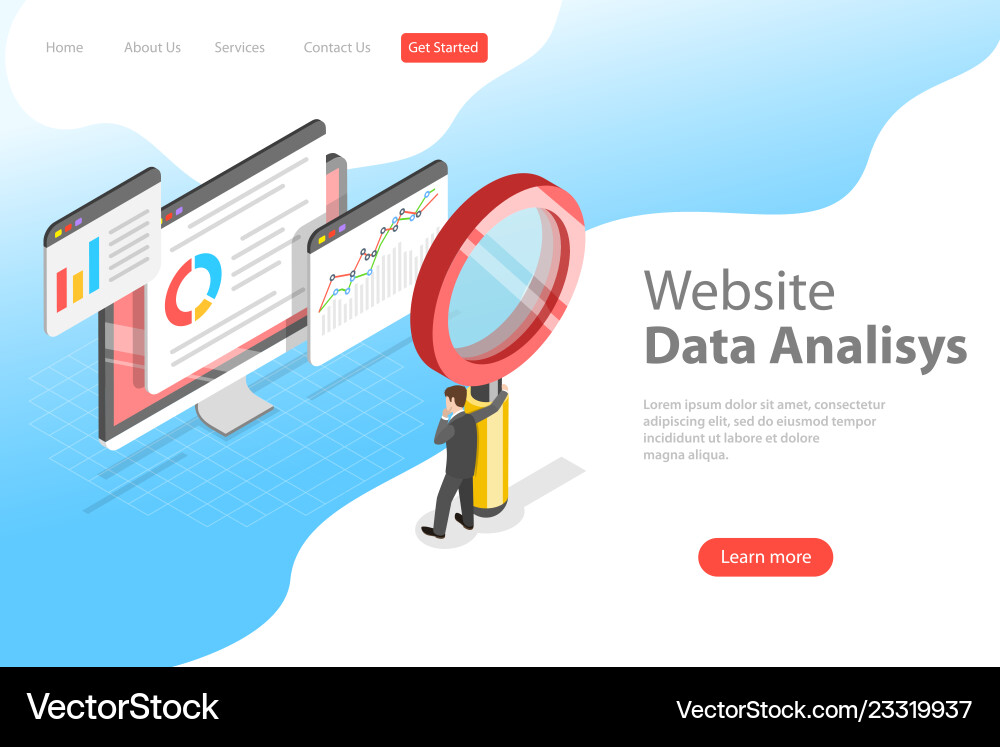 Isometric Data Analysis Landing Page vector image