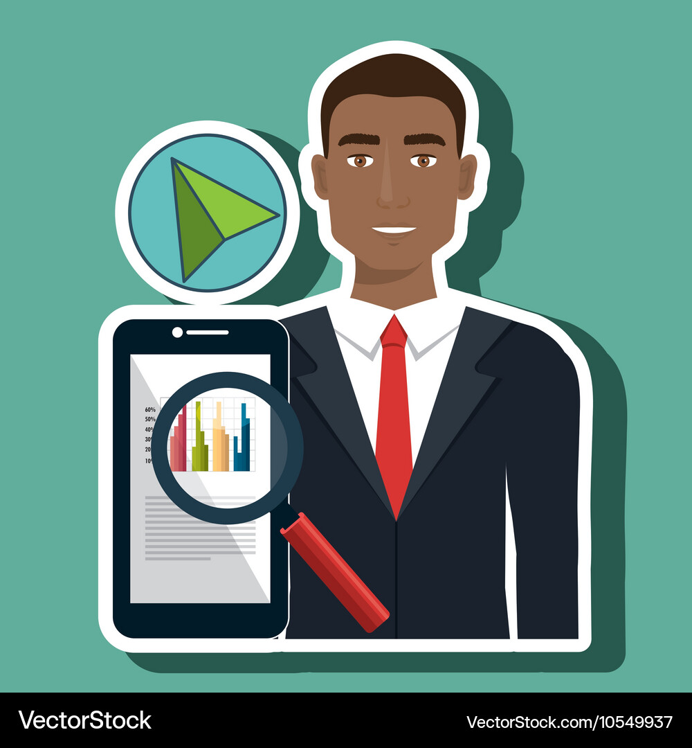 Man search smartphone cursor Vector Image