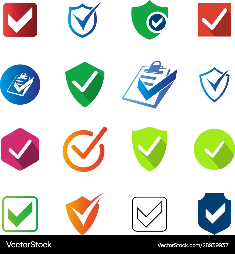 Set checklist icon shield document Set checklist icon shield document Vector Image
