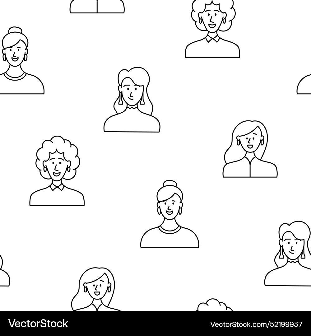 Women avatars seamless pattern coloring page Women avatars seamless pattern coloring page vector image
