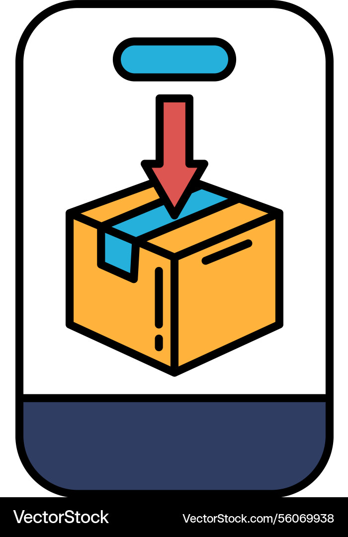 A box with red arrow pointing down A box with red arrow pointing down vector image