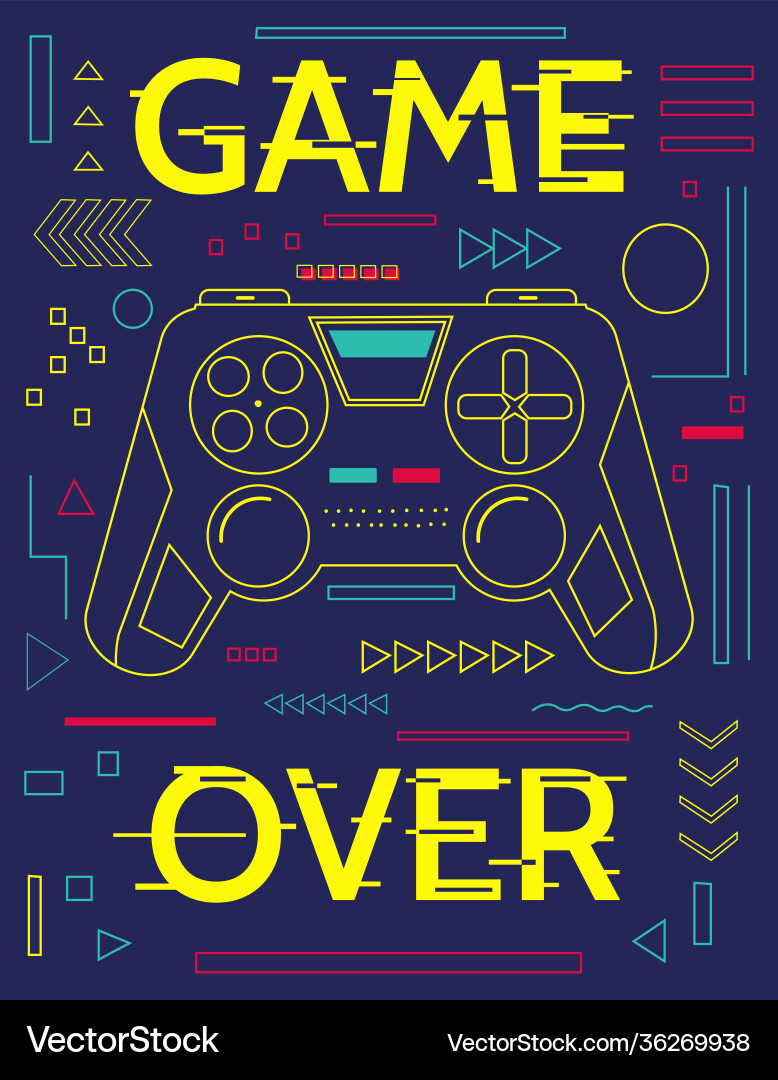 Game print minimal poster with controller Game print minimal poster with controller vector image
