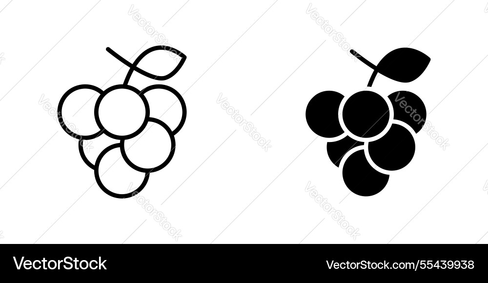 Grape icons stroke line and black solid Vector Image