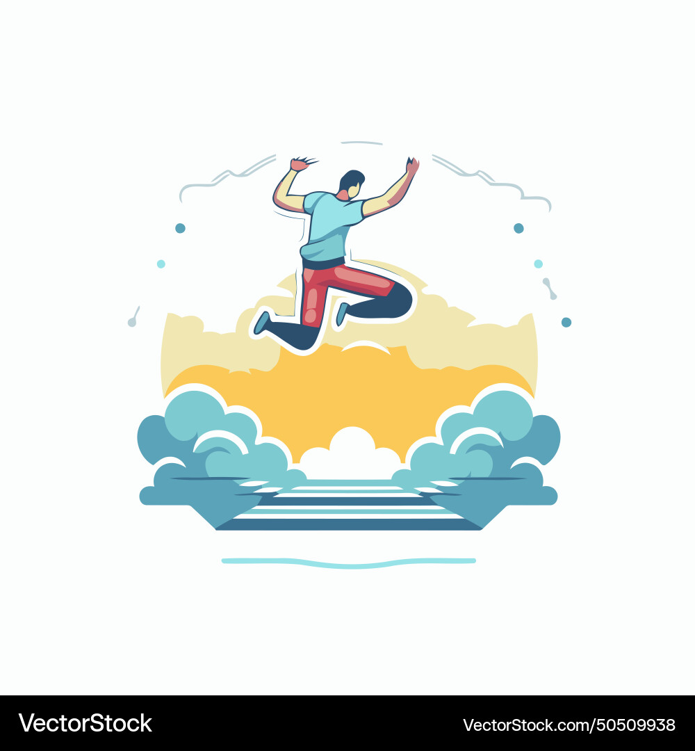 Man jumping on the beach in a flat style Vector Image
