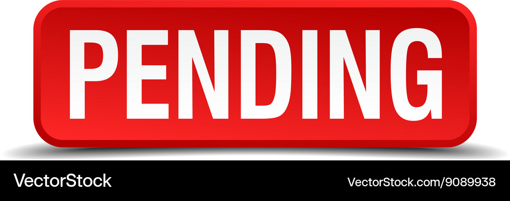 Pending red 3d square button isolated on white Vector Image