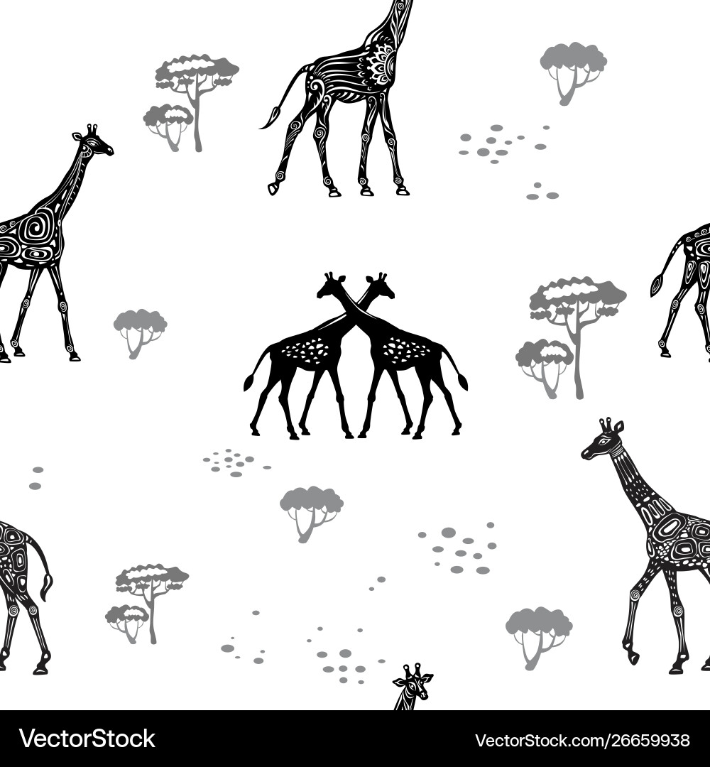 Seamless pattern with giraffes vector image